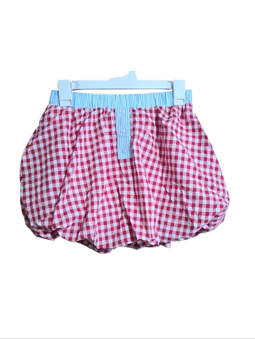 Gingham Bubble Mini Skort Red & White Size S - Picture 5 of 13